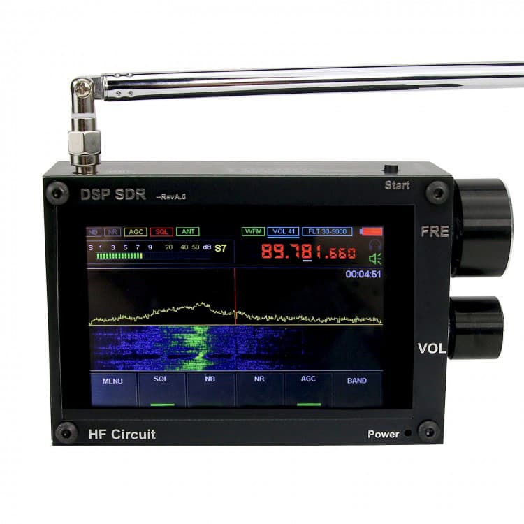 DSP SDR odbiornik eksperymentalny 50kHz-2GHz AM/FM/USB/LSB, RF Gain, SQ, NB, AGC, wyświetlacz dotykowy 3.5"