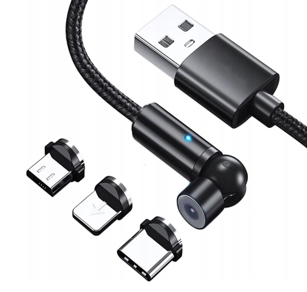 Wtyk kątowy obrotowy microUSB / USB-C / Lightning USB kabel połączeniowy 200cm nylonowy oplot np. do montażu Yanosik XS, GT, GTR oraz GTS - Łódź, Zbąszyńska 2