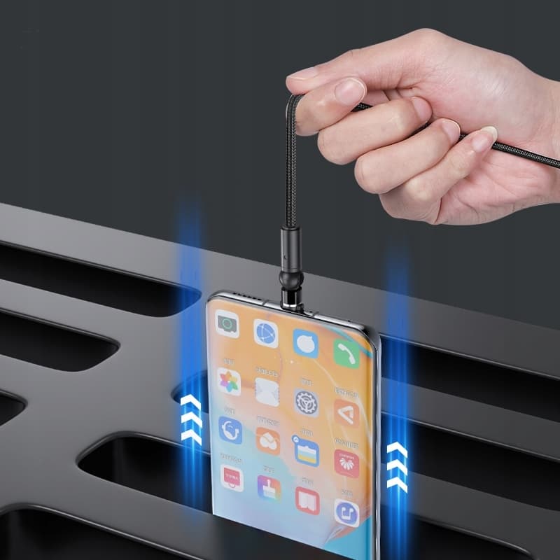 Wtyk kątowy obrotowy microUSB / USB-C / Lightning USB kabel połączeniowy 200cm nylonowy oplot np. do montażu Yanosik XS, GT, GTR oraz GTS - Łódź, Zbąszyńska 2