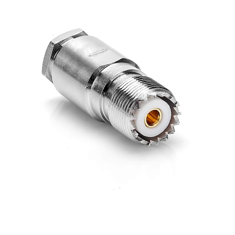 Gniazdo UHF skręcane na kabel RF-7, Aircell-7 inne 7mm itp. (gniazdo SO-239 PL na przewód, do wtyku UC-1) PTFE/GOLD RADIORA