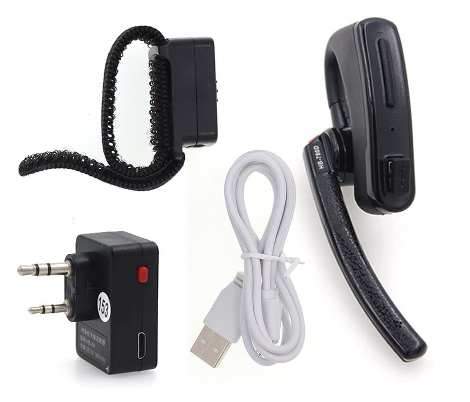 Mikrofonosłuchawka bluetooth do krótkofalówek 2-pin K np. Baofeng UV-5R, UV-82, TYT TH-UV88, Wouxun itp. zestaw słuchawkowy + przycisk PTT