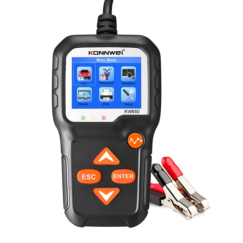 Tester akumulatorów 6V / 12V KONNWEI KW-650 - test ładowania, pod obciążeniem, żywotności itd. POLSKIE MENU
