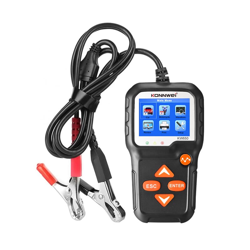 Tester akumulatorów 6V / 12V KONNWEI KW-650 - test ładowania, pod obciążeniem, żywotności itd. POLSKIE MENU