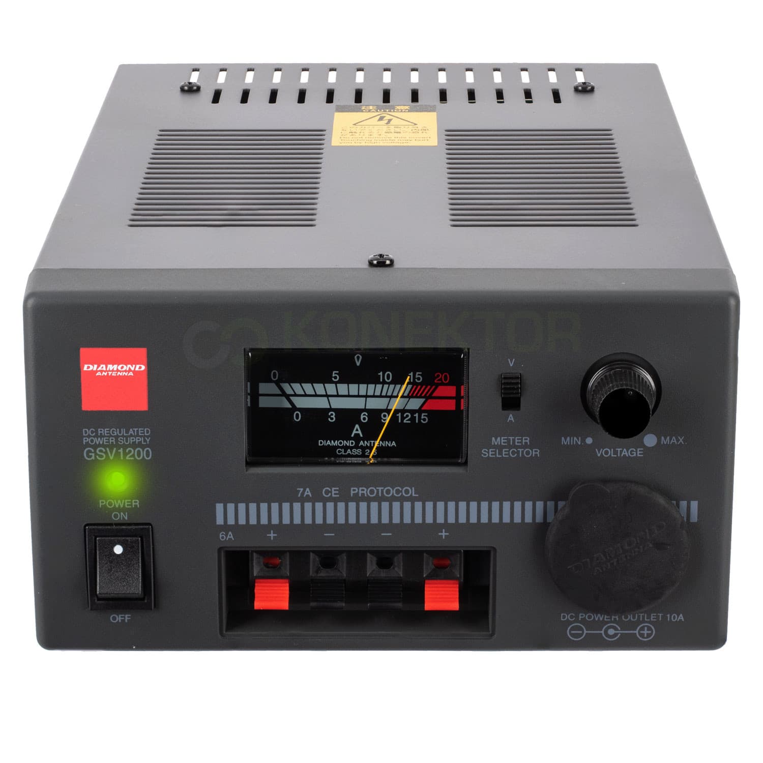 Zasilacz transformatorowy radiowy 15A DIAMOND GSV-1200 regulacja 1-15V (z blokadą napięcia 13,8V)