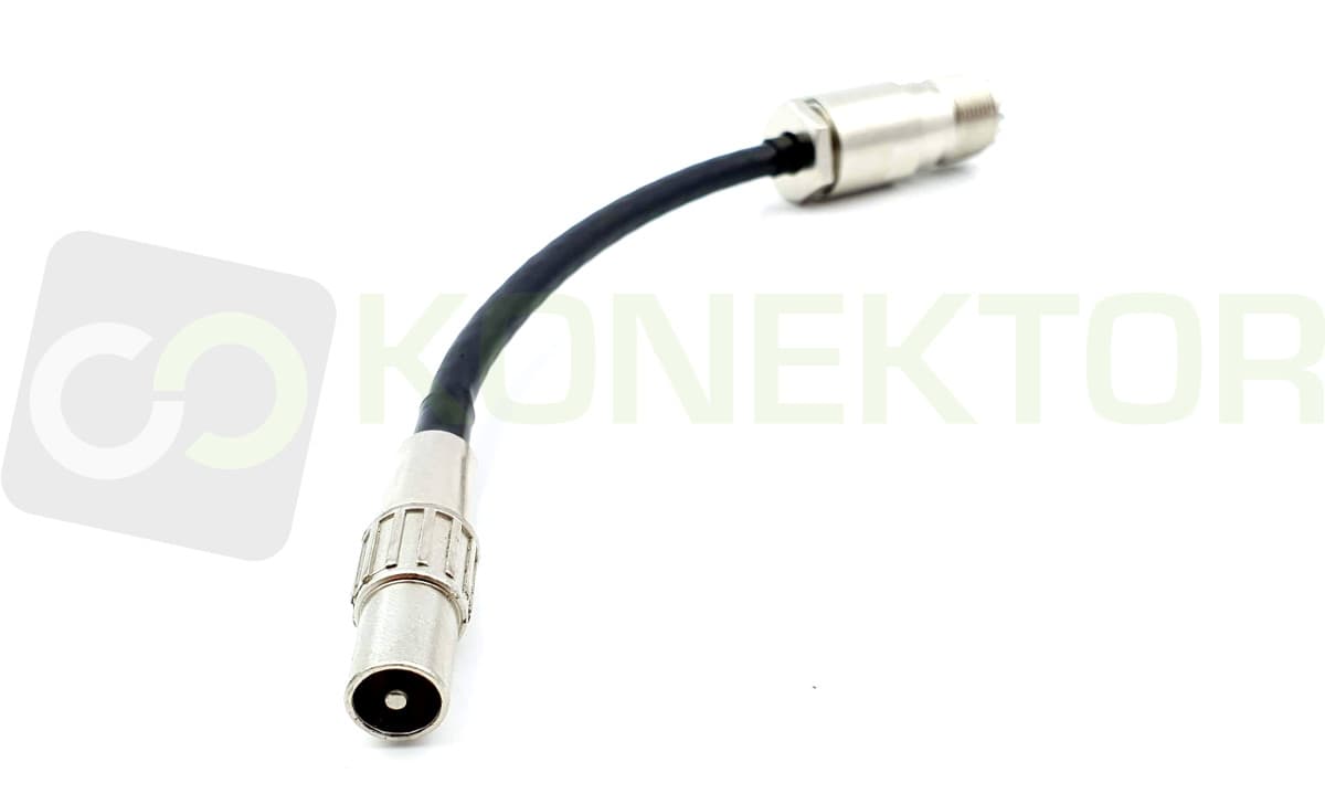 Pigtail wtyk F / gniazdo UHF (do wtyków UC-1) 10cm H-155 np. do SDR, skanerów