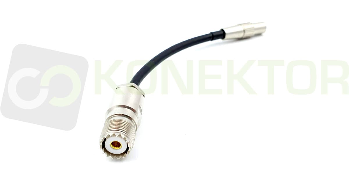Pigtail wtyk F / gniazdo UHF (do wtyków UC-1) 10cm H-155 np. do SDR, skanerów