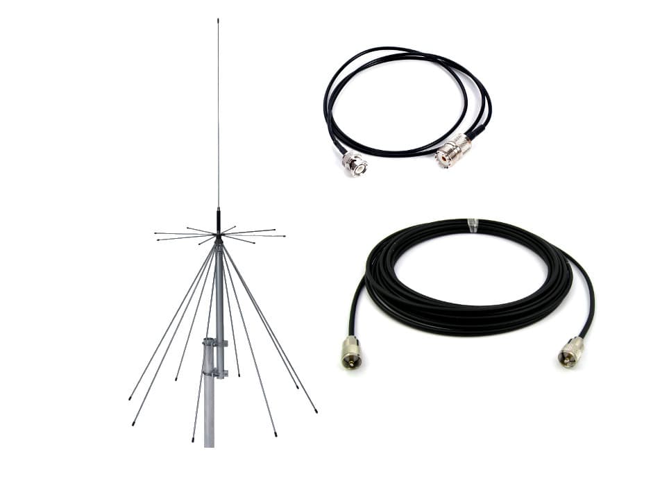 Antena bazowa SIRIO SD-1300U + okablowanie niskostratne 15m + miękki adapter do skanerów Uniden, Icom, AOR - instalacja antenowa do nasłuchu 25-1300MHz