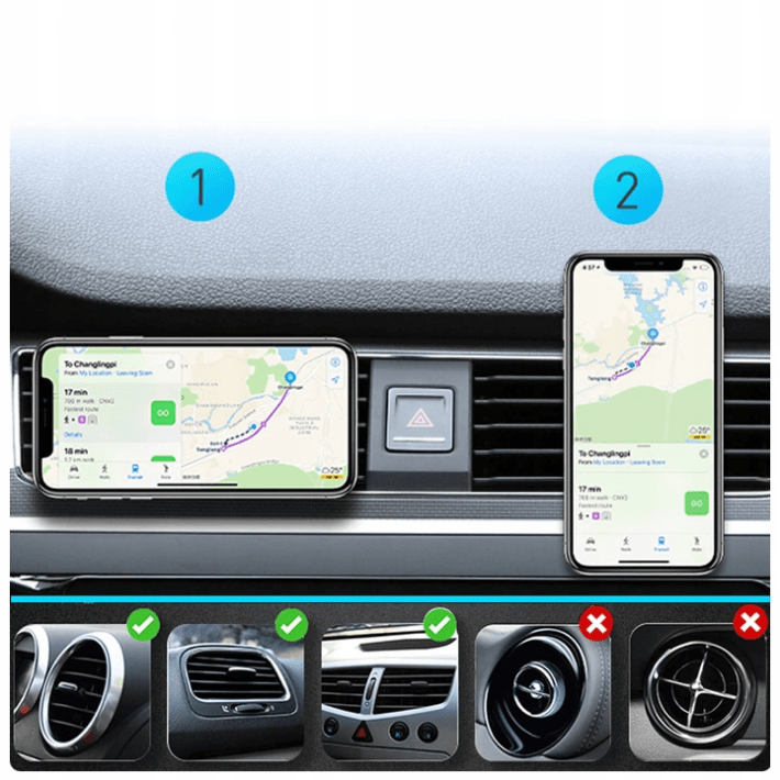 Yanosik Holder 360 Żabka estetyczny magnetyczny uchwyt w kratkę nawiewu z obrotową głowicą - uchwyt np. do Yanosik GTR GTS GT XS, mikrofonów CB itp.