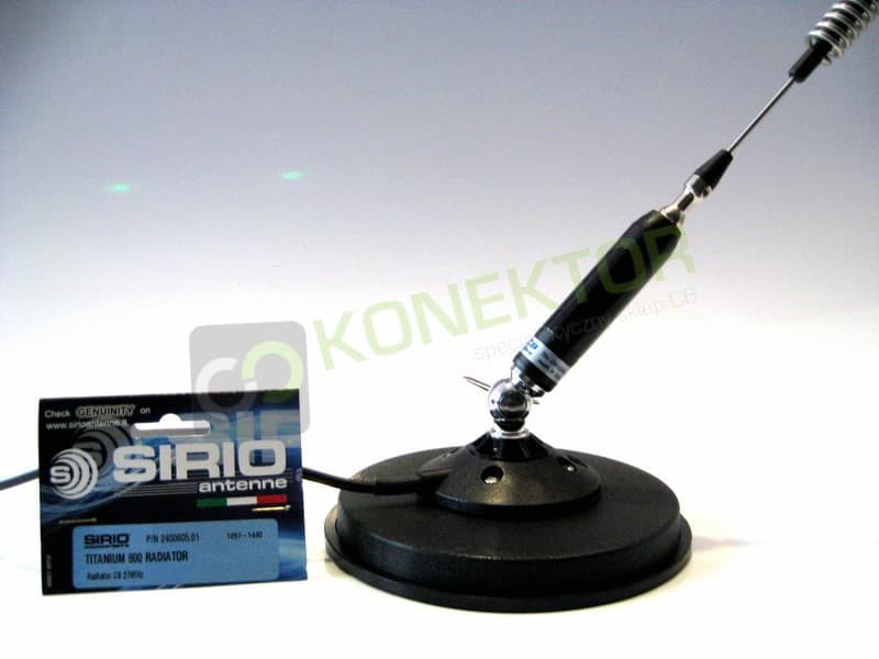 SIRIO TITANIUM 800 SUPERMAG mocny magnes 16cm Antena CB magnesowa 82cm dłuższy kabel 7m