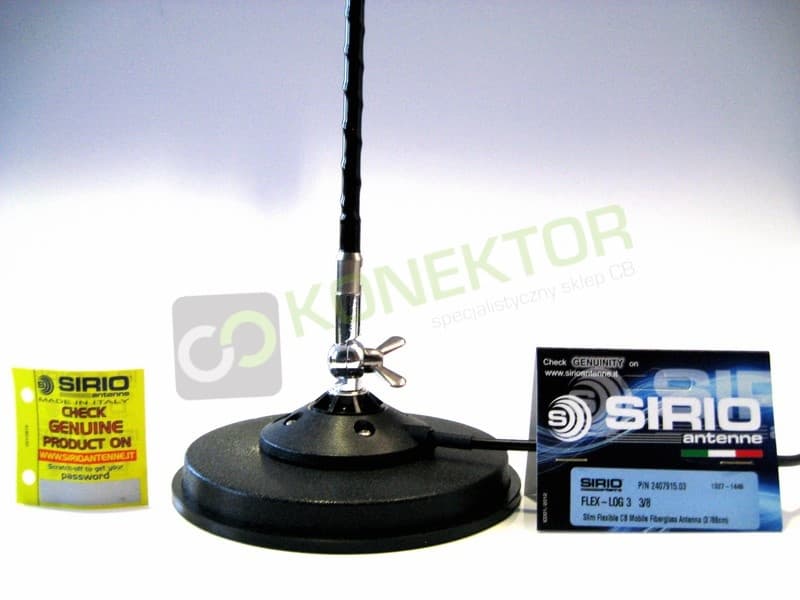 SIRIO FLEX LOG 3 MAG DV z pochyleniem Antena CB magnesowa helikalna TOP LOADED 95cm kabel 3,60m