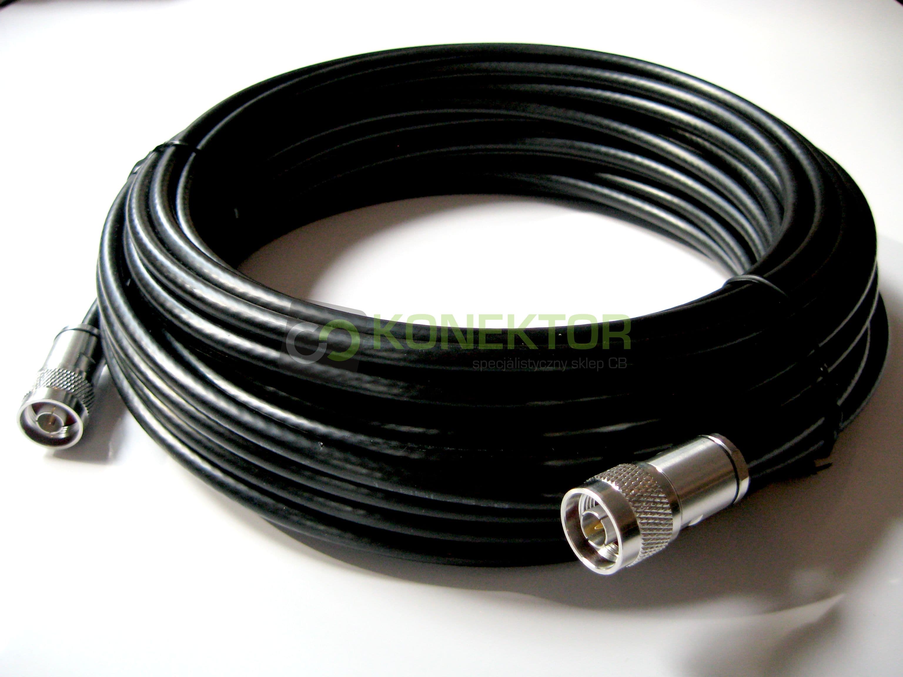 Kabel niskostratny RF-7 SATEC GERMANY 25m + zalutowane wtyki złocone N (okablowanie RF7 do HF/CB/VHF/UHF/skanery)