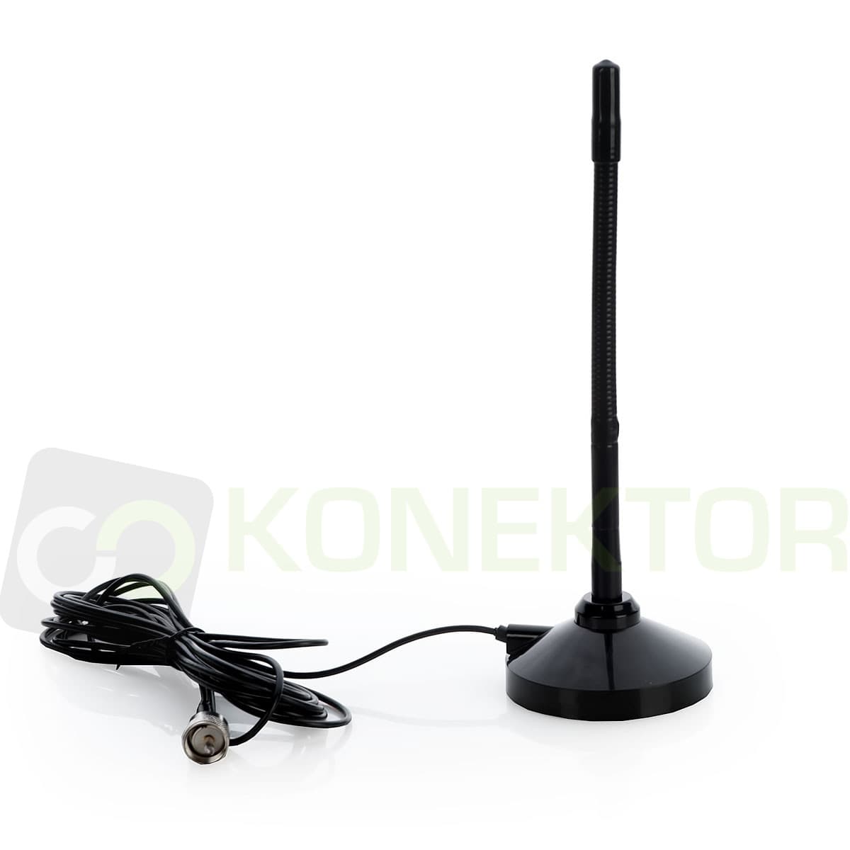 KONEKTOR MINI 25 FLEX PLUS Dyskretna antena CB magnesowa 25cm cienki kabel 5m (ultrakrótka antena helikalna)