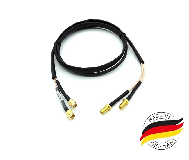 Podwójny przepust okienny 50 Ohm SMA-M/SMA-F bez wiercenia otworów - do anten LTE, WLAN, GSM, CB, KF, VHF, UHF (aż do 3GHz)