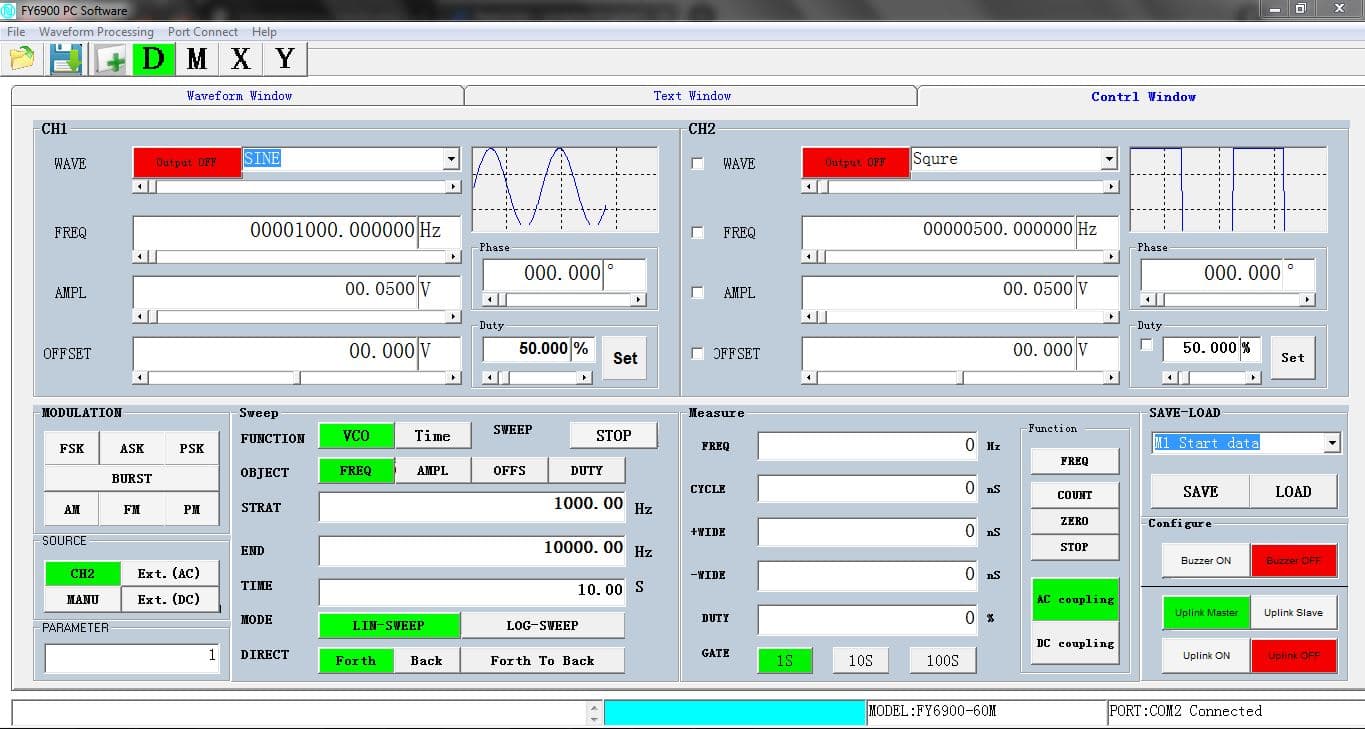 Generator funkcyjny arbitralny DDS FY6900-60 dwukanałowy do 60MHz AM FM PM ASK FSK PSK