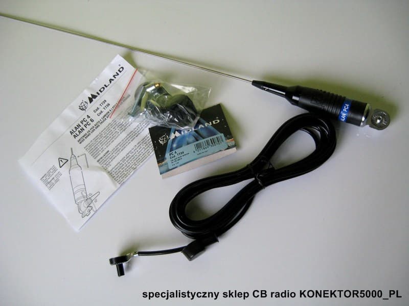 Midland Alan PC-4 (z klamką) Antena CB montażowa 125cm kabel 4m