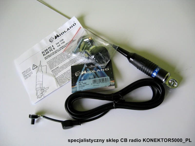 Midland Alan PC-6 (z klamką) Antena CB montażowa 160cm kabel 4m