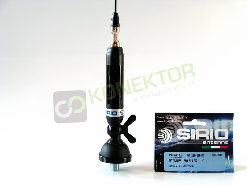 SIRIO TITANIUM 1500 Black (TITANIUM1500) Antena CB montażowa (do montażu) 142cm kabel 4m 