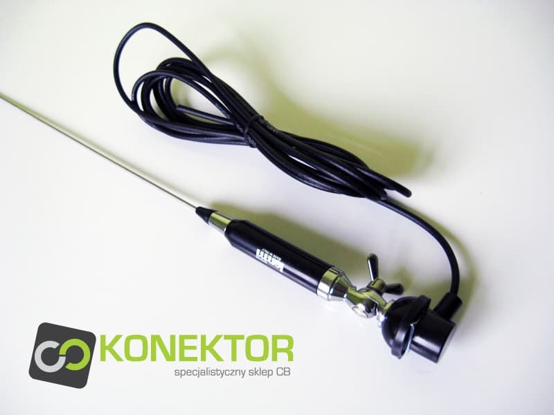 LEMM AT-1200 Antena CB 135cm kabel 4m + UCHWYT RELINGOWY BRV-3 - zestaw do montażu na relingu / lusterku