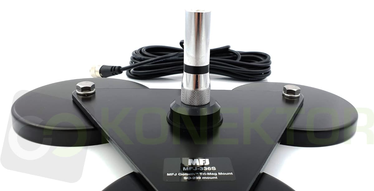 MFJ GOLIATH supermocna potrójna podstawa magnetyczna 32cm złącze PL (SO-239)