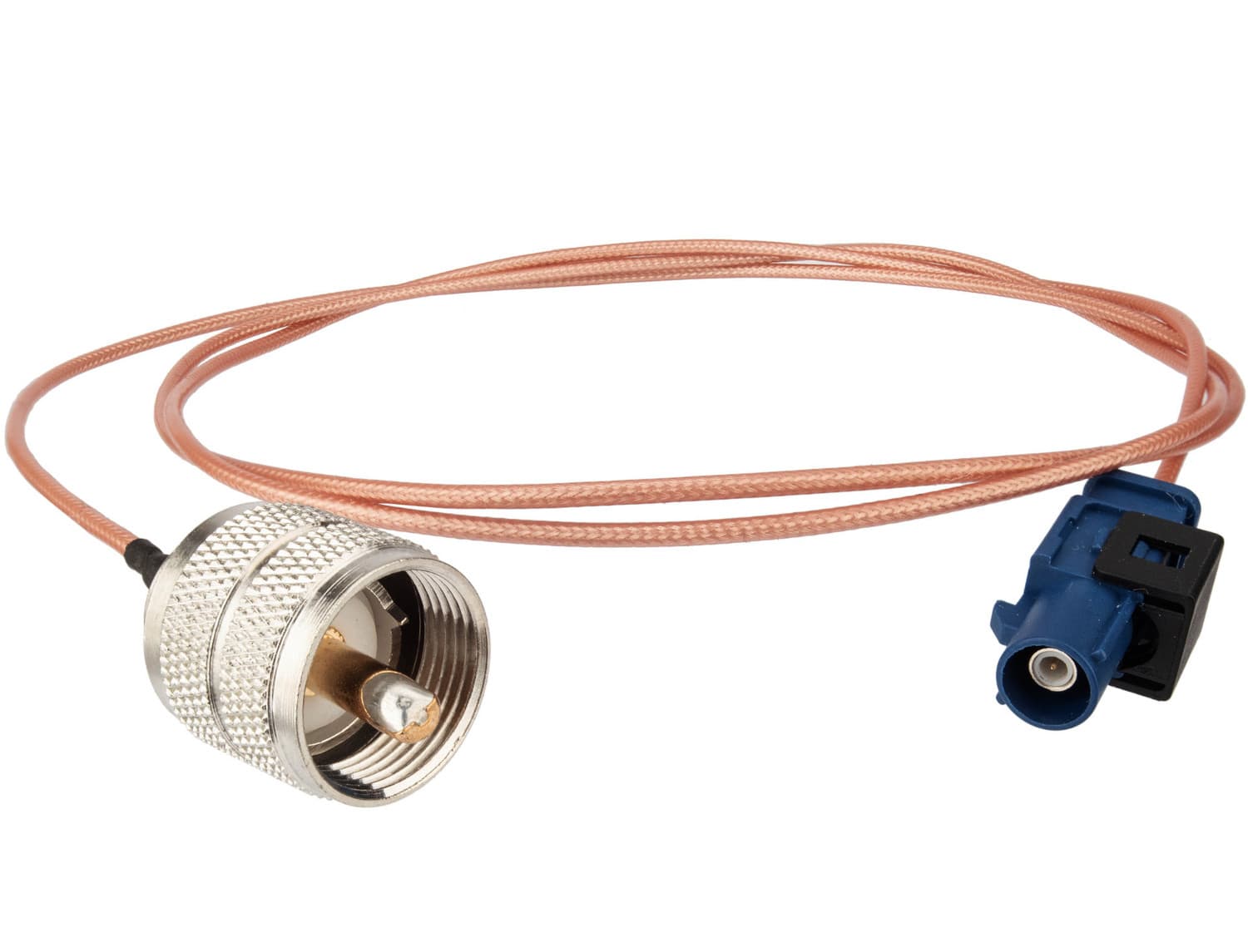 Adapter antenowy na kablu 100cm - przejściówka wtyk UC-1 (UHF)/wtyk FAKRA do SCANIA, MAN, VOLVO, Mercedes Actros i innych ciężarówek (nie wymaga lutowania)