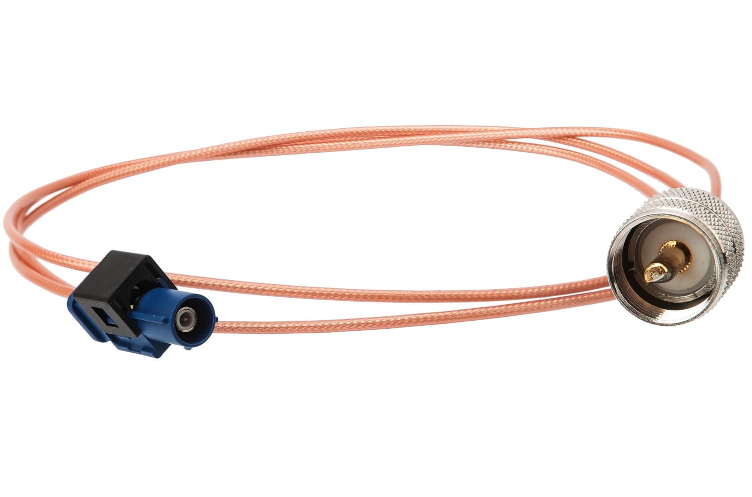 Adapter antenowy na kablu 100cm - przejściówka wtyk UC-1 (UHF)/wtyk FAKRA do SCANIA, MAN, VOLVO, Mercedes Actros i innych ciężarówek (nie wymaga lutowania)