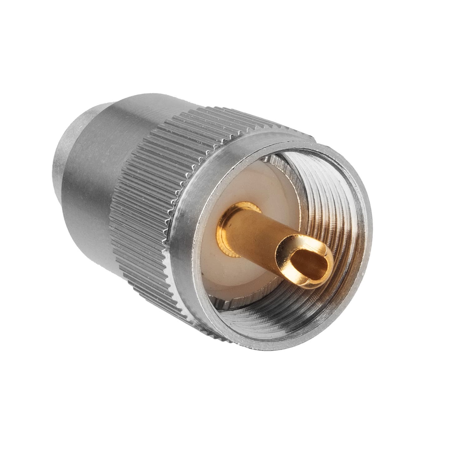 Wtyk UC-1 lutowany nakręcany na przewód RF-7, UltraFlex 7, Aircell-7 ~7mm średnicy PTFE/Gold RADIORA (PL-259/7 krótki 30mm)