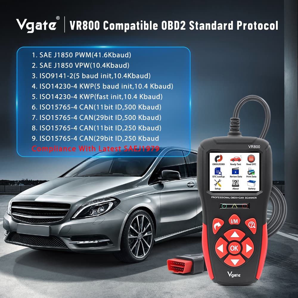 Vgate VR800 skaner interfejs diagnostyczny OBD-2 - z językiem polskim - uniwersalny tester 59 marek samochodów