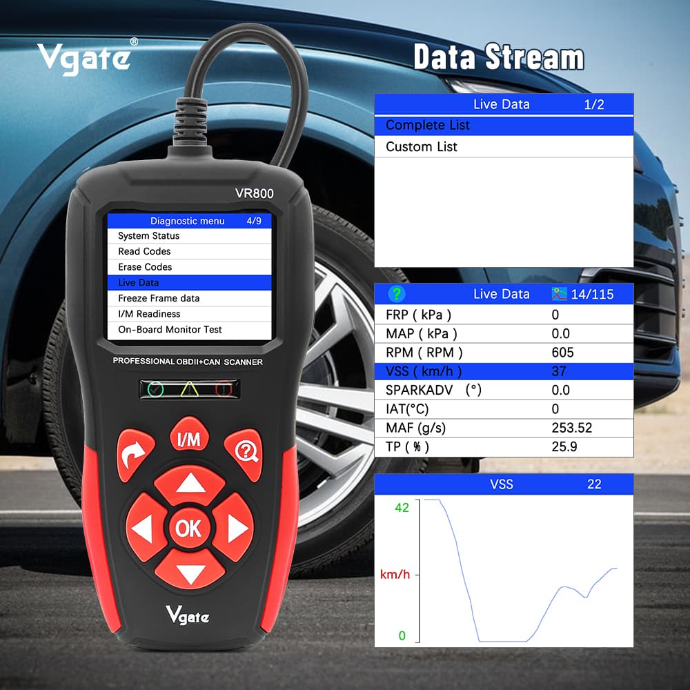 Vgate VR800 skaner interfejs diagnostyczny OBD-2 - z językiem polskim - uniwersalny tester 59 marek samochodów