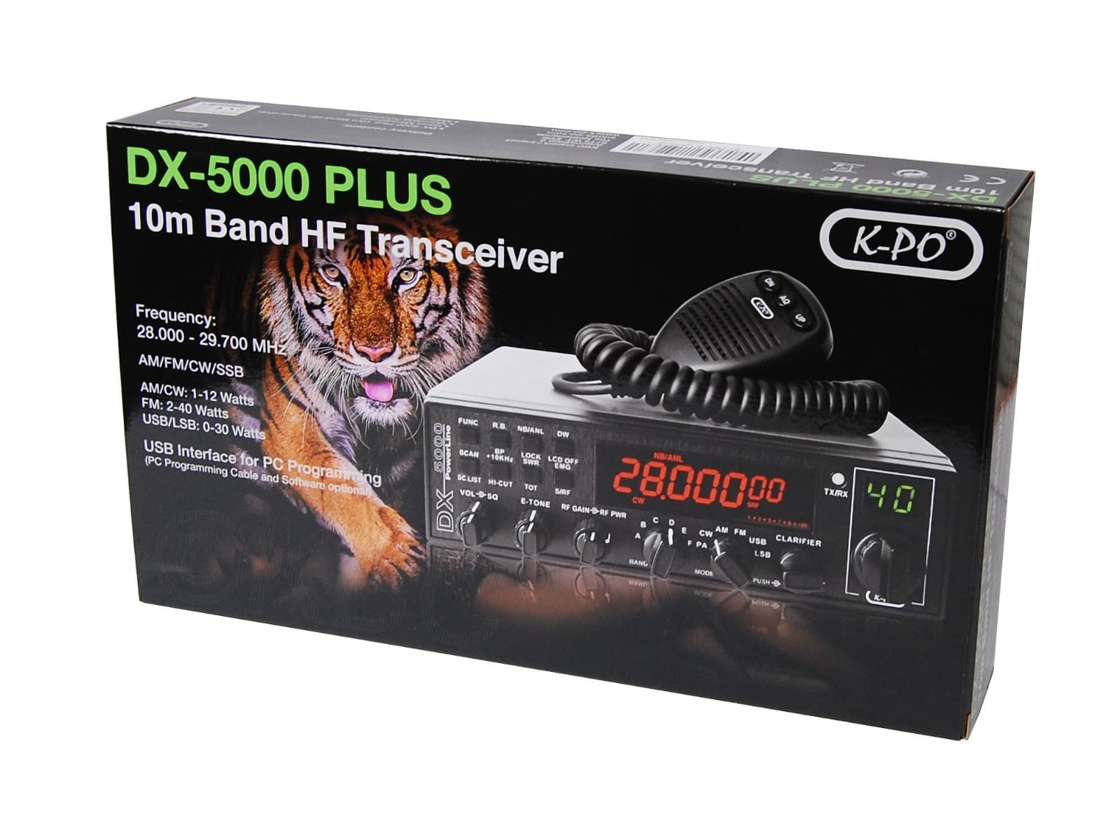K-PO DX-5000 PLUS radiotelefon 10m 25-30MHz AM/FM/SSB 40W, NRC, CTCSS/DCS (najnowsza wersja)