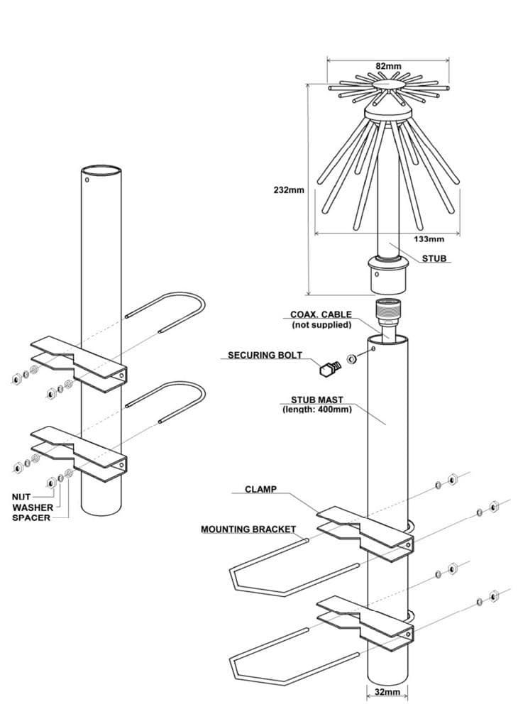 AOR DA6000 Discone Antena szerokopasmowa do skanera SDR 700-6000MHz