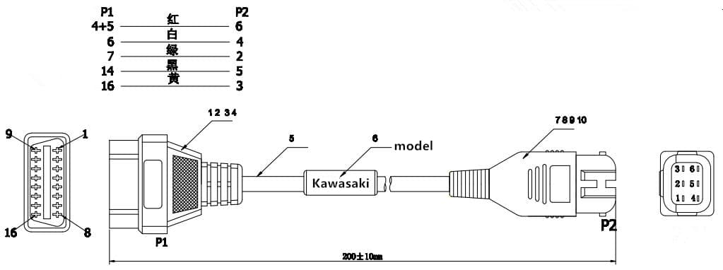 Diagnostyka motocykli Kawasaki - Zestaw skaner błędów Vgate VR800 z językiem polskim + adapter 6-pin