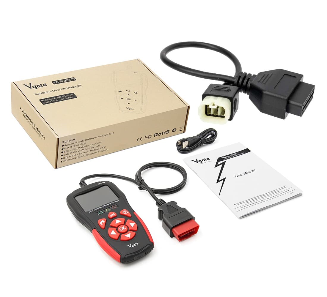 Diagnostyka motocykli Kawasaki - Zestaw skaner błędów Vgate VR800 z językiem polskim + adapter 6-pin