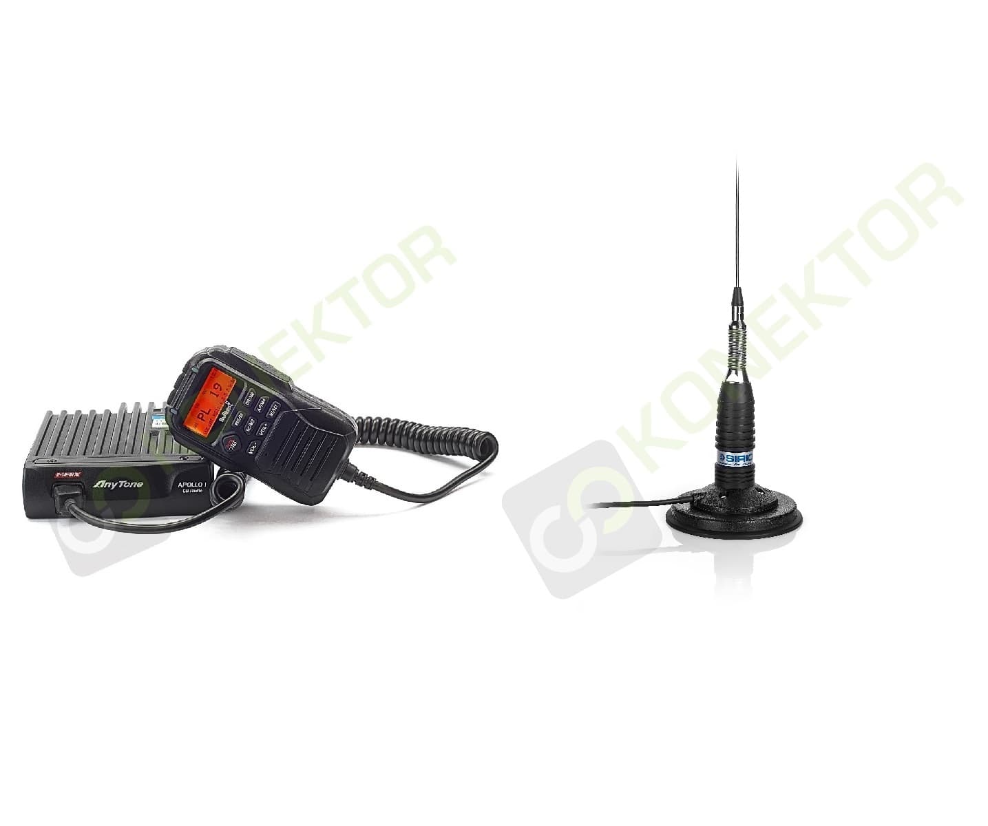 AnyTone Apollo I Road Blues V2.5 + SIRIO ML-145 MAG 142cm kabel 3,60m zestaw - CB radio do dyskretnego montażu