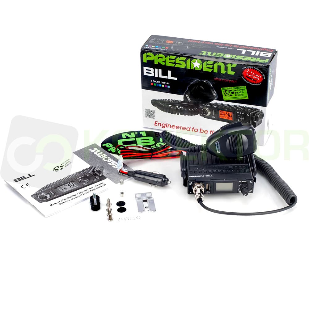 PRESIDENT BILL ASC + Sirio Omega 27 MAG 125 antena CB 95cm ZESTAW - Cb radio do dyskretnego montażu