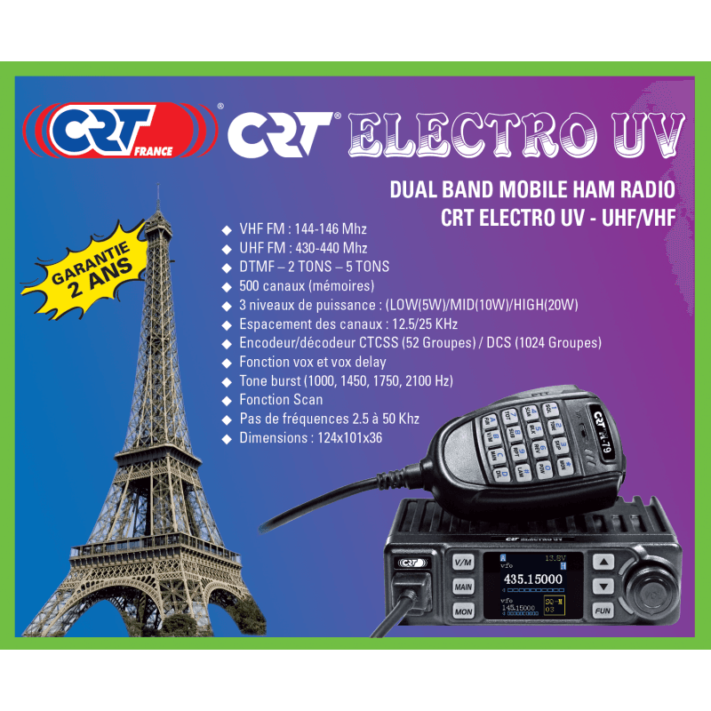 CRT ELECTRO UV nowoczesny ultrakompaktowy radiotelefon 20W VHF/UHF (136-174MHz, 400-490MHz) + polska instrukcja (jak AnyTone AT-779UV)