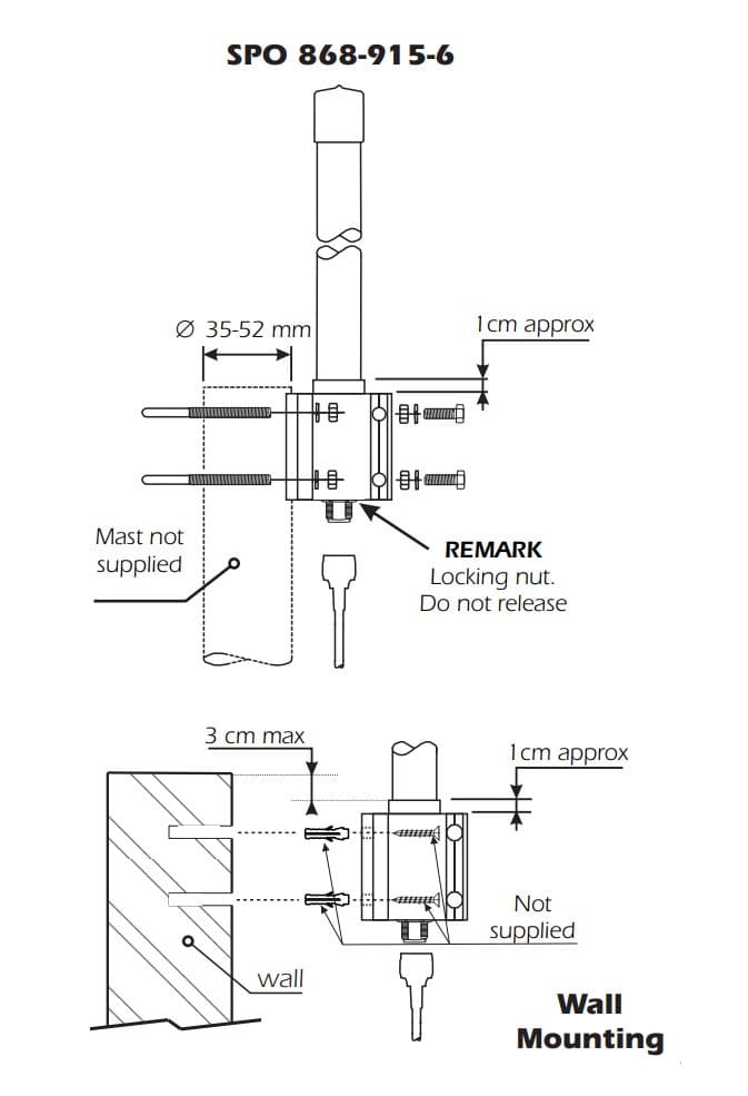 SIRIO SPO 868-915-6 antena bazowa 868/915MHz 6dBi ISM np. Meshcore, Meshtastic, LoRa, Helium HNT, wodomierze, bramy, czujniki - długość 84cm (Sirio SPO 868)