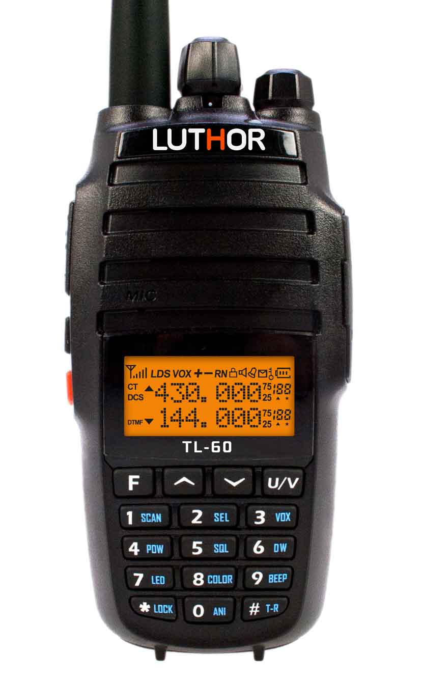 LUTHOR TL-60 Export radiotelefon ręczny 10W VHF/UHF + skaner częstotliwości (136-174/410-470MHz), dwie anteny
