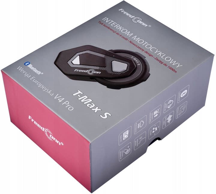 FreedConn T-MAX S V4 PRO Interkom bluetooth + hybrydowy zestaw słuchawkowy - najnowsza wersja - łączność motocyklowa do 1000m