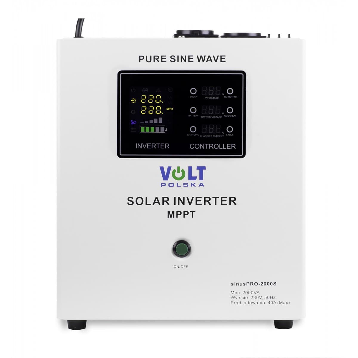 Inwerter solarny SINUS PRO 2000 S 24/230V 2000W + 40A MPPT + UPS + przetwornica CZYSTY SINUS