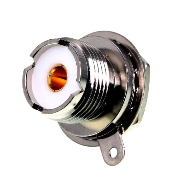 Gniazdo UHF do obudowy okrągłe PTFE/Gold KONEKTOR PRO (do wtyków UC-1 PL-259) SO-239