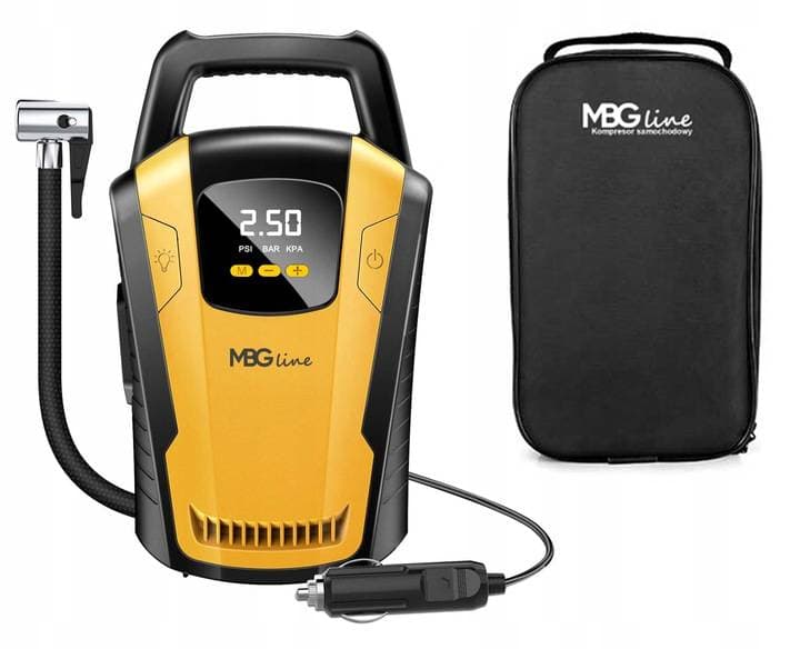 MBG LINE 3650 kompresor samochodowy sprężarka pompka elektryczna 12V latarka LED LCD