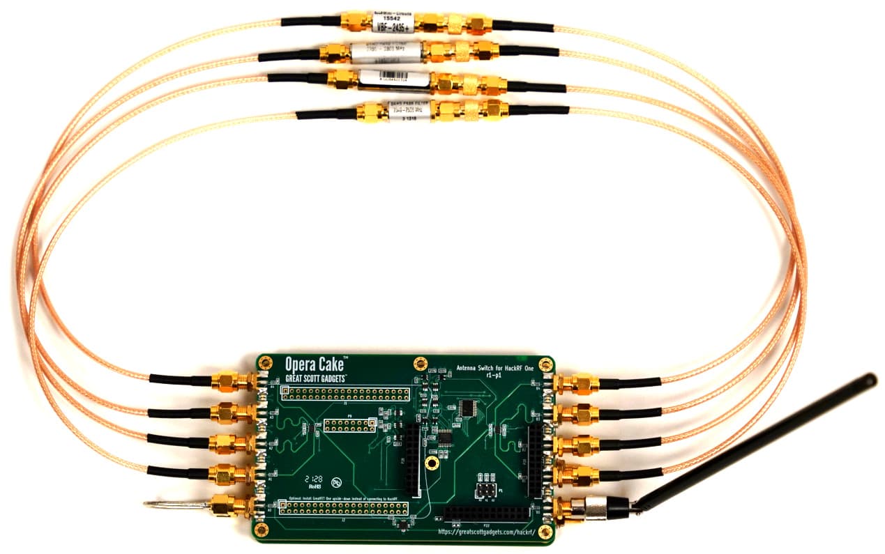 HackRF One + Opera Cake Great Scott Gadgets - odbiornik nadajnik SDR 1MHz-6GHz + przełącznik antenowy