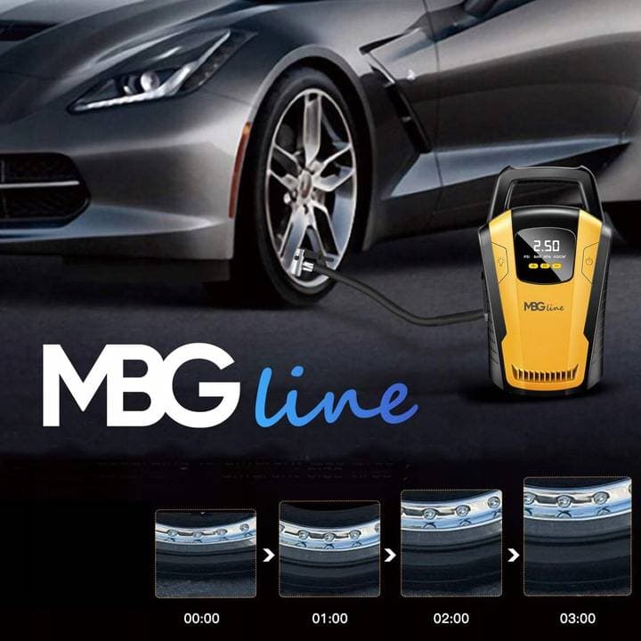 MBG LINE 3650 kompresor samochodowy sprężarka pompka elektryczna 12V latarka LED LCD