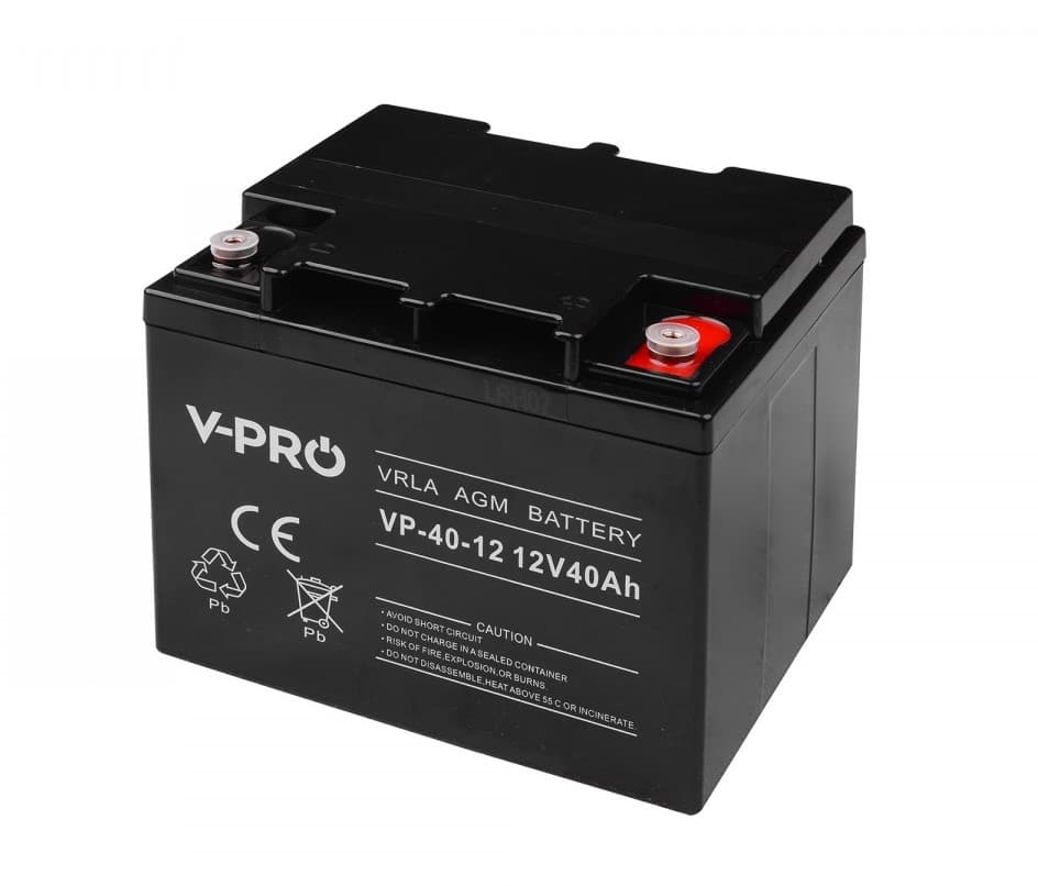 Akumulator VOLT AGM 12V 40Ah VRLA bezobsługowy - do awaryjnego zasilania pieców, pomp, automatyki, alarmów itp.