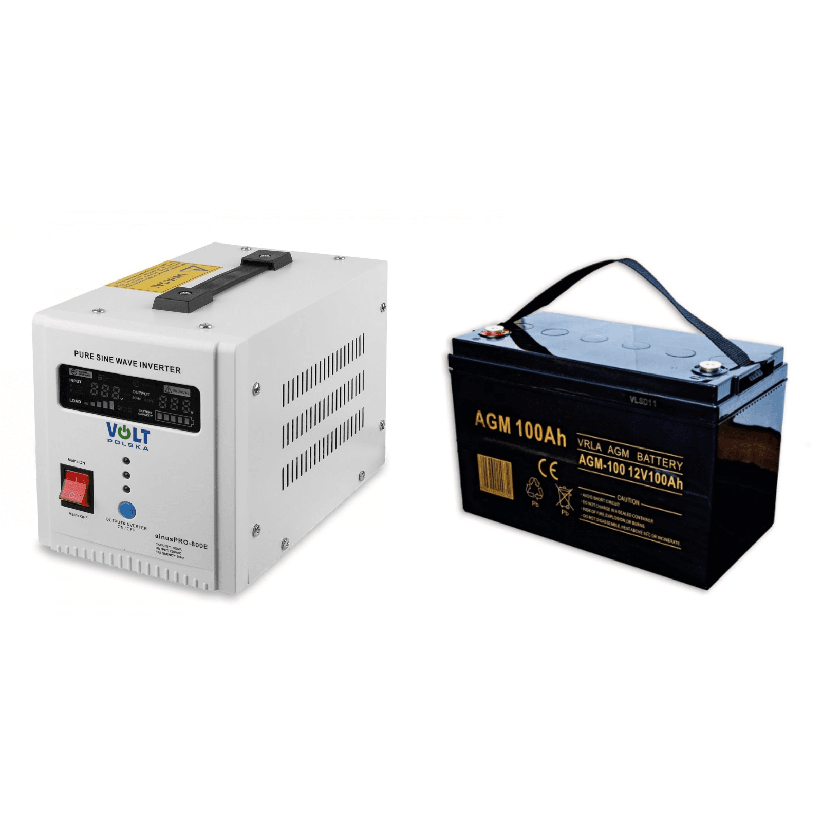 Zestaw zasilacz awaryjny sinusoidalny 800W VOLT SINUS PRO 800 E  + akumulator AGM 100Ah