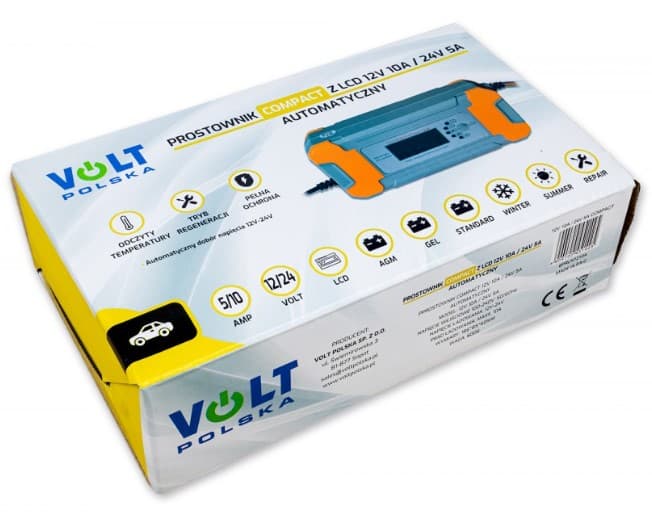 Prostownik VOLT Compact LCD automatyczny do akumulatorów 12V 10A 24V 5A - ładowarka samochodowa