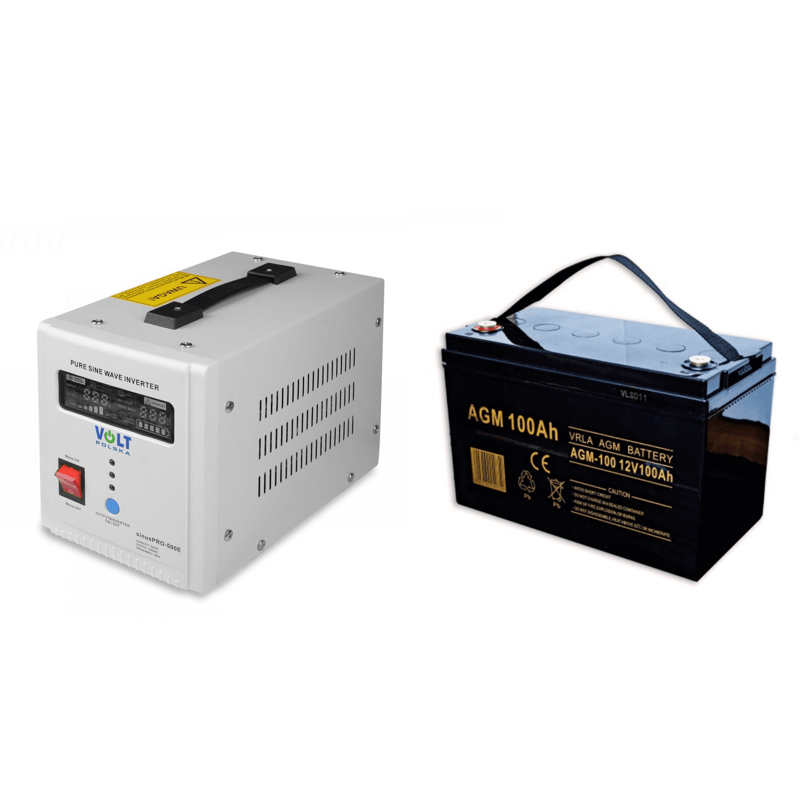 Zestaw zasilacz awaryjny sinusoidalny 500W VOLT SINUS PRO 500 E  + akumulator AGM 100Ah