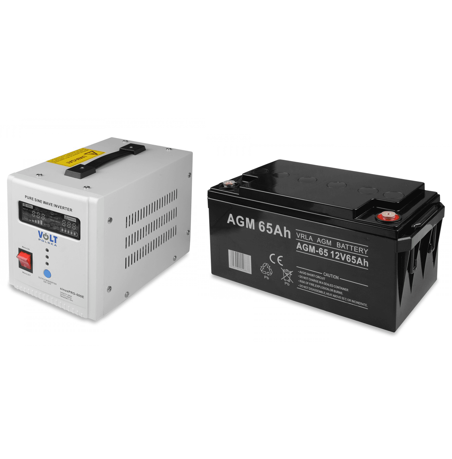 Zestaw zasilacz awaryjny sinusoidalny 500W VOLT SINUS PRO 500 E + akumulator AGM 65Ah