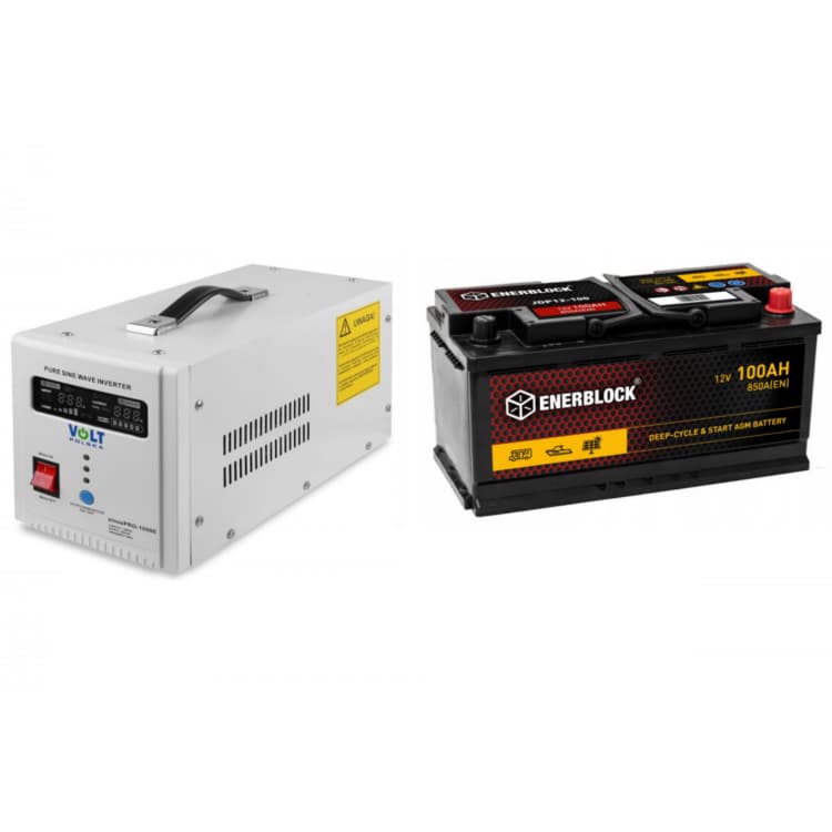 Zestaw zasilacz awaryjny sinusoidalny 1000W VOLT SINUS PRO 1000 E  + akumulator AGM 100Ah