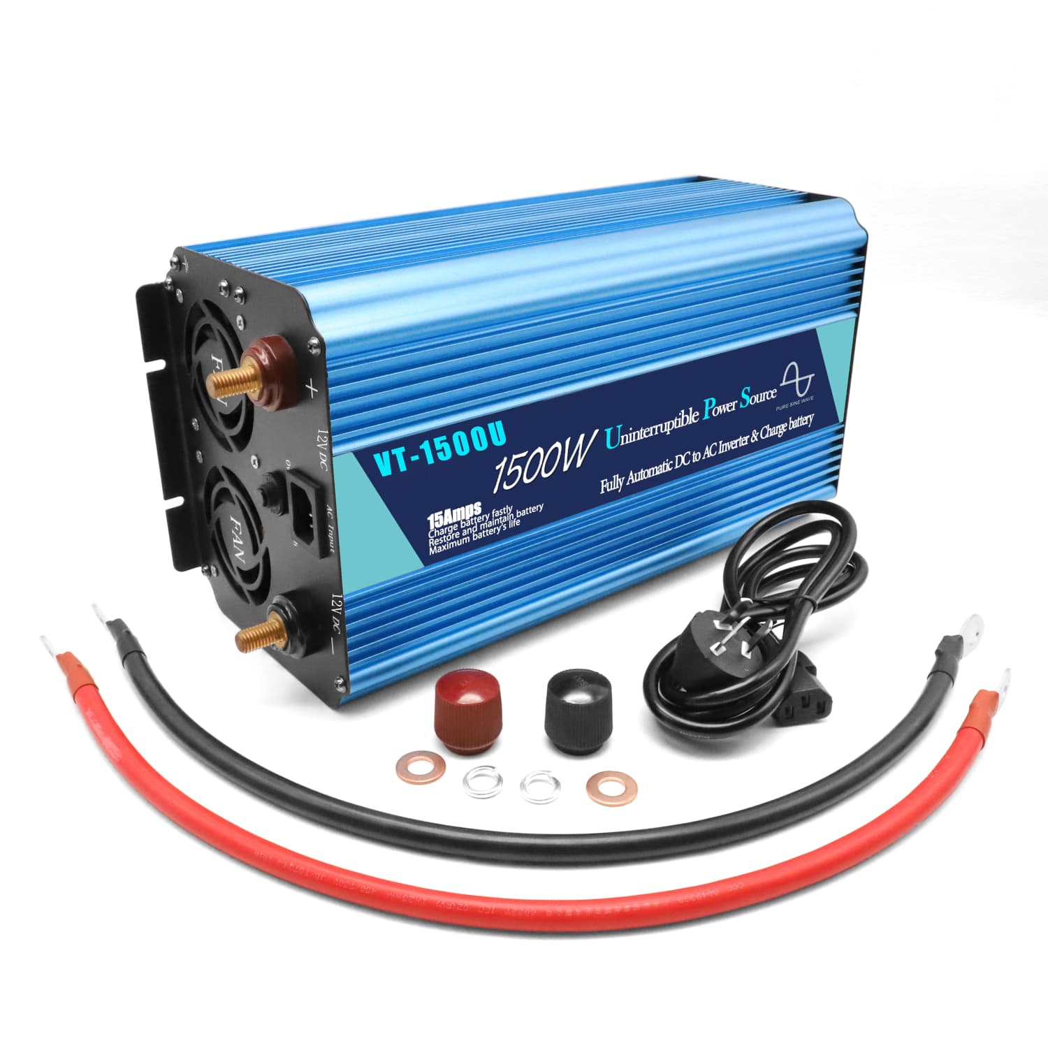 Zasilacz awaryjny UPS 3000W przetwornica 12V/230V CZYSTY SINUS - VoitaTech VT-1500U